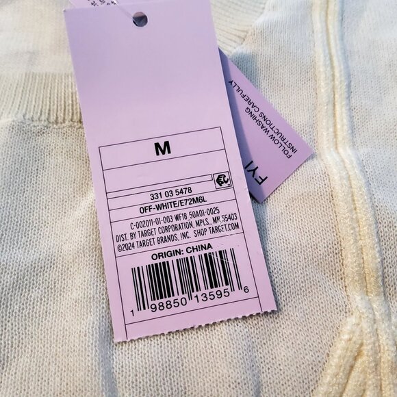 Wild Fable Off-White Ribbed Knit Bra Design Short Sleeve Sweater   Size  M - Picture 4 of 8